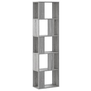 vidaXL grāmatu plaukts, 5 līmeņi, pelēks, 45x23,5x162,5 cm, koks