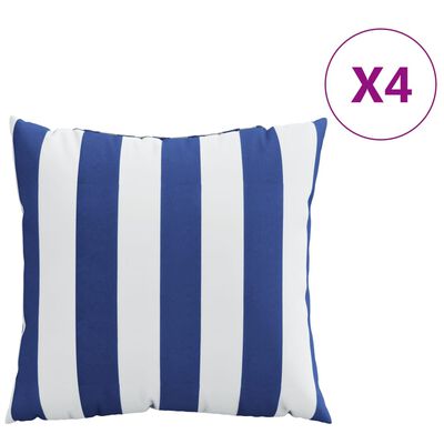 vidaXL dekoratīvi spilveni, 4 gab., 50x50 cm, zilas un baltas svītras