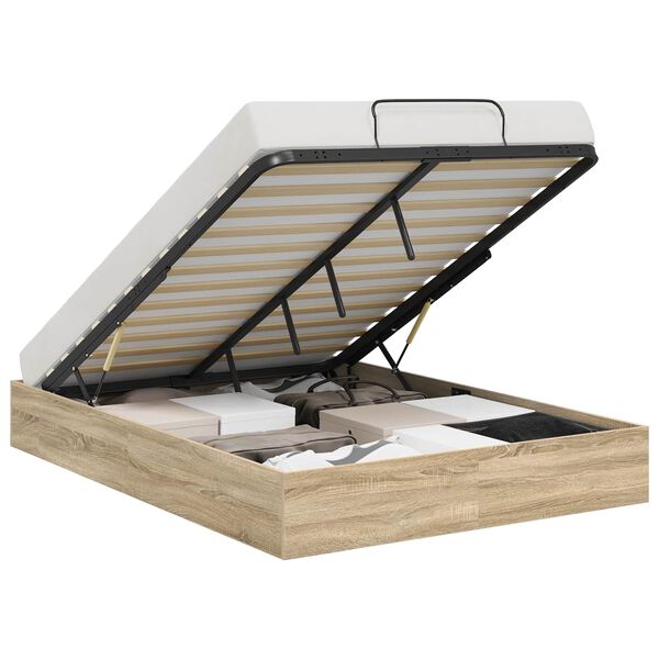 vidaXL Otomāna gultas rāmis Sonoma ozols 203 x 120 x 25 cm