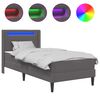 vidaXL Gultas rāmis ar matraci Pelēka 90 x 190 cm Mākslīgā āda