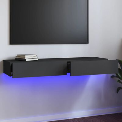 vidaXL TV galdiņš ar LED lampiņām, pelēks, 120x35x15,5 cm