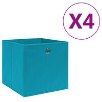 vidaXL uzglabāšanas kastes, 4 gab., 28x28x28 cm, zils neausts audums