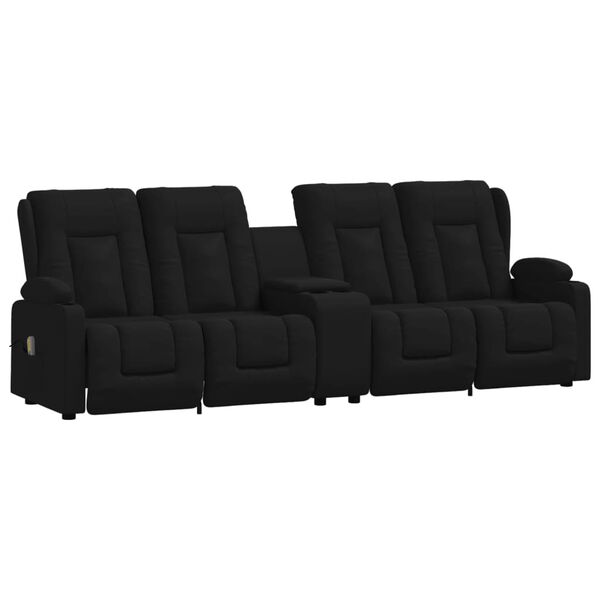 vidaXL četrvietīgs masāžas krēsls, glāžu turētājs, melna mākslīgā āda