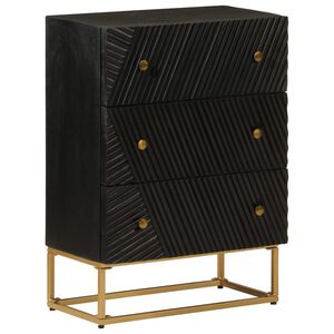 vidaXL kumode ar atvilktnēm, melna 55x30x76cm, mango masīvkoks, dzelzs
