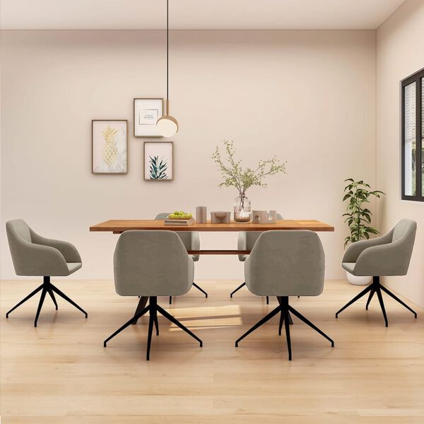 vidaXL virtuves krēsli, 6 gab., gai&scaron;i pelēks samts