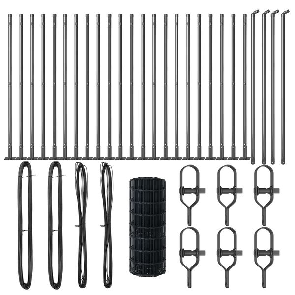 vidaXL Žogs ar stabu Pelēka 0,6 x 50 m Tērauds un PVC