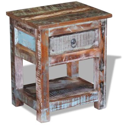 vidaXL galdiņš ar atvilktni, pārstrādāts masīvkoks, 43x33x51 cm