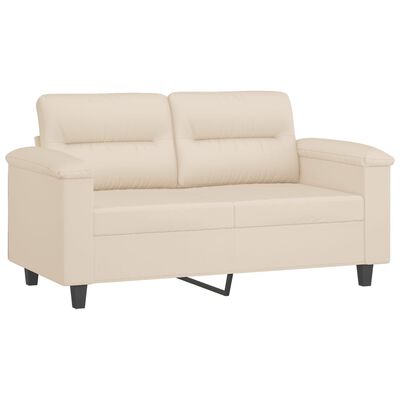 vidaXL divvietīgs dīvāns ar spilveniem, bēšs, 120 cm, audums