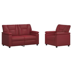 vidaXL Dīvānu komplekts 2 pcs Vīna sarkans Mākslīgā āda