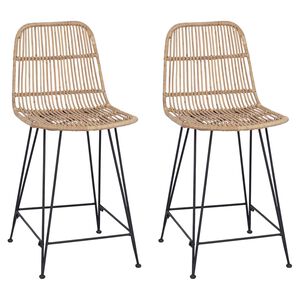 vidaXL Bāra krēsls 2 pcs Dabiska 44 x 54 x 96 cm Rattan un Tērauds