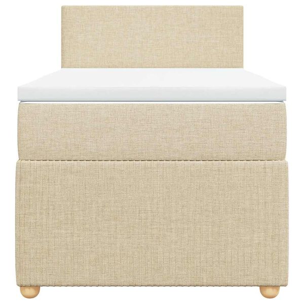 vidaXL atsperu gulta ar matraci, krēmkrāsas, 90x190 cm, audums