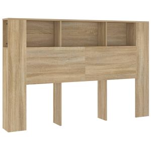 vidaXL gultas galvgalis ar plauktu, ozolkoka krāsa, 160x18,5x104,5 cm