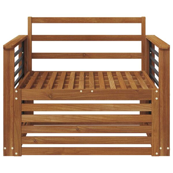 vidaXL 2 Gabals Dīvāns ar rokām Cietā akācijas koks Dabiska