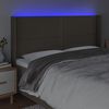 vidaXL gultas galvgalis ar LED, 203x16x118/128 cm, pelēkbrūns audums