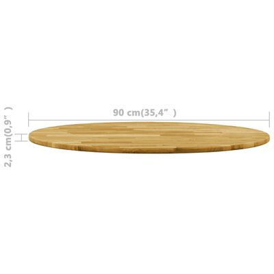 vidaXL galda virsma, 900 mm, 23 mm, apaļa, ozola masīvkoks