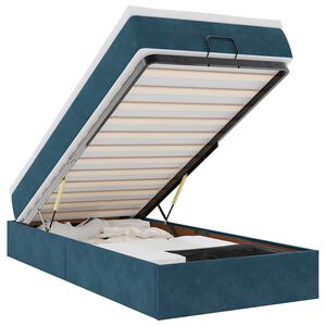 vidaXL Osmaņu gultas rāmis ar matrača tum&scaron;i zils 80x200cm samts