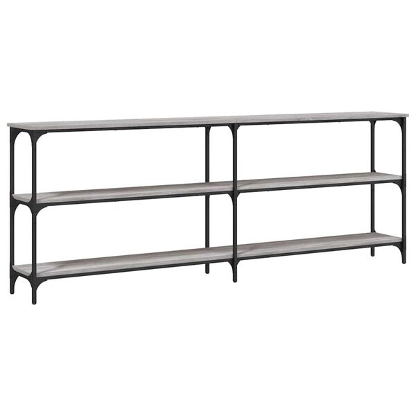 vidaXL konsoles galdiņ&scaron;, pelēcīgs, 200x29x75 cm, inženierijas koks