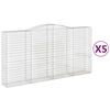 vidaXL arkveida gabiona grozi, 5 gb., 400x50x200/220cm, cinkota dzelzs