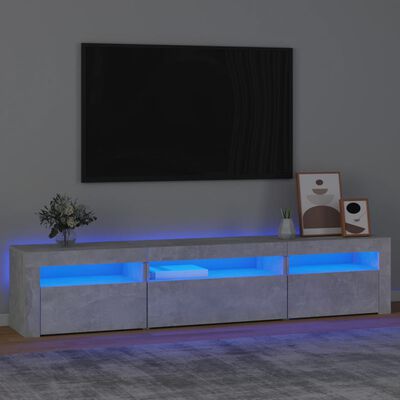 vidaXL TV skapītis ar LED apgaismojumu, betona pelēks, 195x35x40 cm