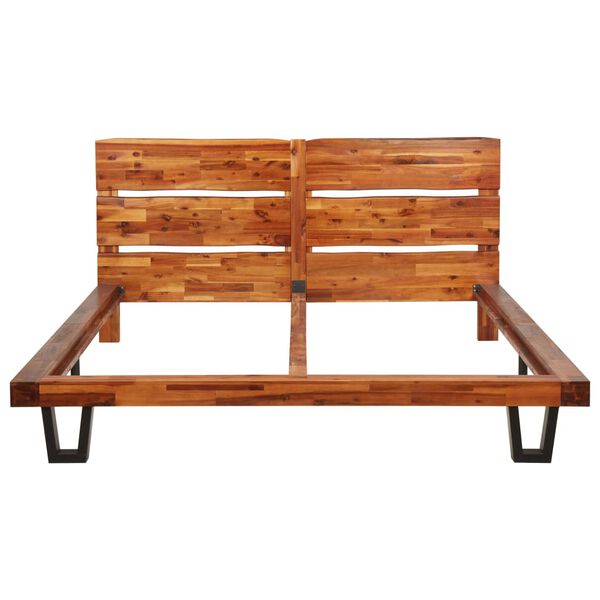 vidaXL gultas rāmis, dabīgas formas malas, akācijas masīvkoks, 160 cm