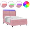 vidaXL LED box spring gulta ar matraci Rozā 160 x 200 cm Samts