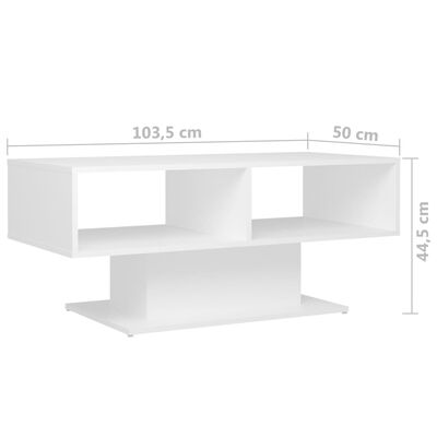 vidaXL kafijas galdiņš, balts, 103,5x50x44,5 cm, skaidu plāksne