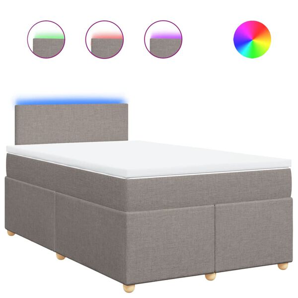 vidaXL atsperu gultas rāmis ar matraci, pelēkbrūns, 120x200 cm, audums