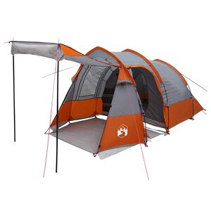vidaXL Tuneļveida telts Pelēka un oranža 390 x 215 x 152 cm