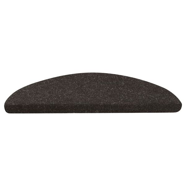 vidaXL kāpņu paklāji, 10 gab., pa&scaron;līmējo&scaron;i, 56x17x3 cm, melni