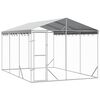 vidaXL suņu voljērs ar jumtu, 3x4,5x2,5 m, cinkots tērauds, sudrabains