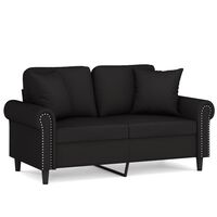 vidaXL divvietīgs dīvāns ar spilveniem, melns, 120 cm, samts