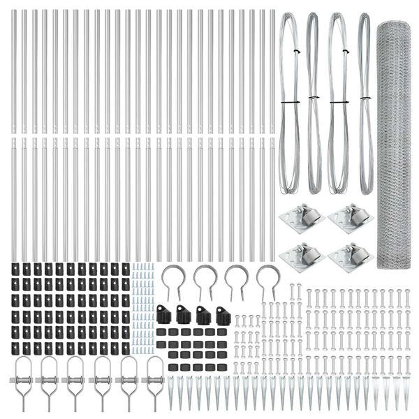 vidaXL Žogs ar stabiem. Sudraba 1.2 x 50 m PVC pārklāts tērauds