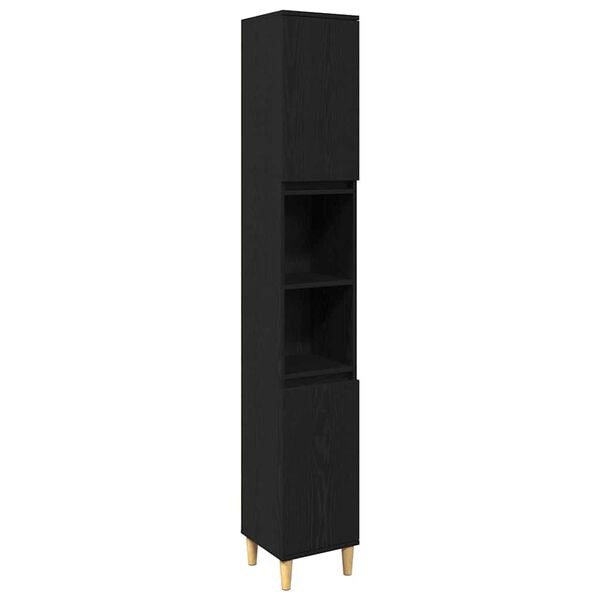 vidaXL Vannas istabas mēbeļu komplekts 3 pcs Melna Inženierijas koks