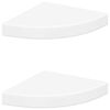 vidaXL stūra sienas plaukti, 2 gab., balti, 25x25x3,8 cm, MDF