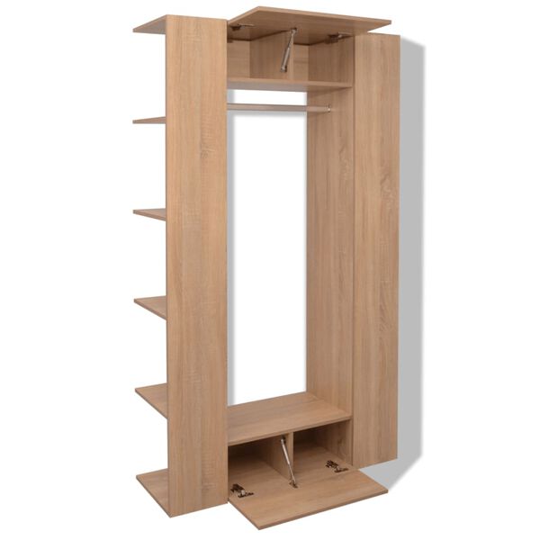 vidaXL drēbju skapis, bē&scaron;s, 106x36,5x192 cm, inženierijas koks