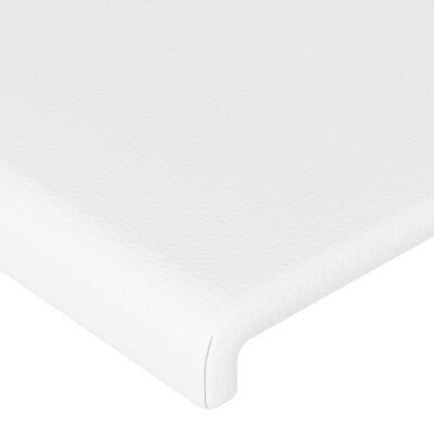 vidaXL gultas galvgalis ar LED, 147x16x78/88 cm, balta mākslīgā āda