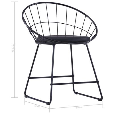 vidaXL krēsli ar mākslīgās ādas sēdekļiem, 2 gab., melns tērauds