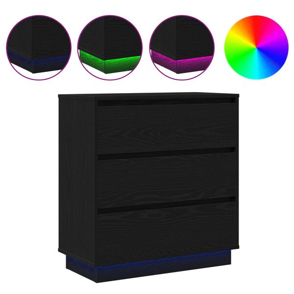 vidaXL Nakts skapītis ar Melna 71 x 34.5 x 75 cm Inženierijas koks