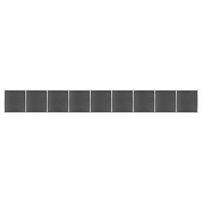 vidaXL žoga paneļu komplekts, 1564x186 cm, melns WPC