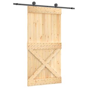 vidaXL Slīdo&scaron;ās durvis 100 x 210 cm Cieta priedes koks (neapstrādāts)