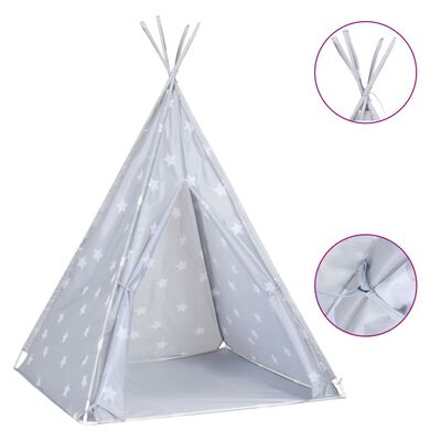 vidaXL bērnu telts ar somu, vigvama forma, pelēka, 115x115x160 cm
