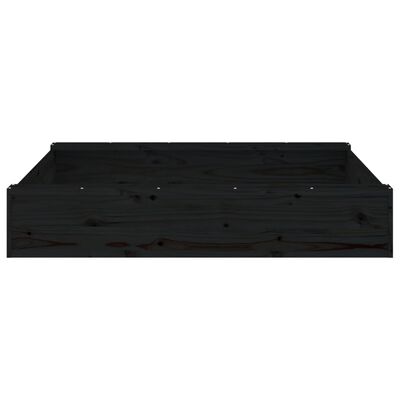 vidaXL smilšu kaste ar sēdekļiem, melna, kvadrāta forma, priedes koks