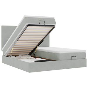 vidaXL Osmaņu gultas rāmis ar matračiem gai&scaron;i pelēks 160x200cm audums