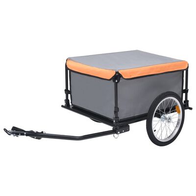 vidaXL velosipēda piekabe, 65 kg, pelēka ar oranžu