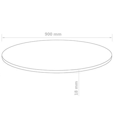 vidaXL galda virsma, 900x18 mm, apaļa, MDF