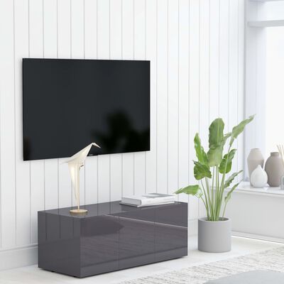 vidaXL TV skapītis, spīdīgi pelēks, 80x34x30 cm, skaidu plāksne