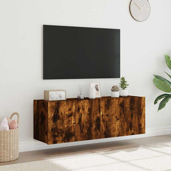 vidaXL TV plaukti ar LED lampiņām, 2 gab., 60x35x41 cm, ozolkoka krāsa