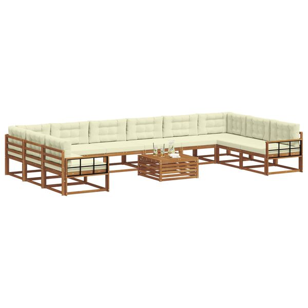 vidaXL Āra dīvānu komplekts ar spilvenu 11 pcs Dabisks un krējuma