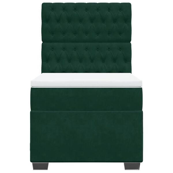 vidaXL atsperu gulta ar matraci, tum&scaron;i zaļ&scaron; samts, 80x200 cm