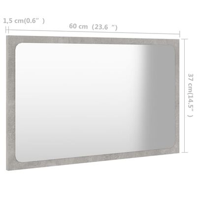 vidaXL vannasistabas spogulis, betona pelēks, 60x1,5x37 cm